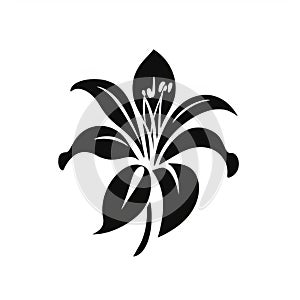 Lily Silhouette Flower Symbol: Minimalistic Vector Icon