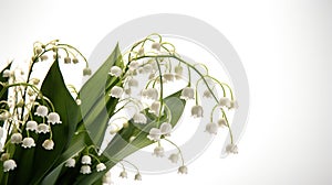 Lily of the valley flowers. Natural background. Generative AI. Illustration for cover, card, postcard, brochure, advertising or