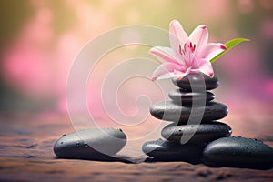 Lily zen spa stones. Generate Ai