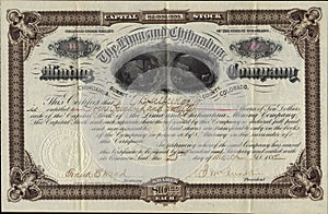 1882 The Lima and Chihuahua Mining Company Stock Certificate