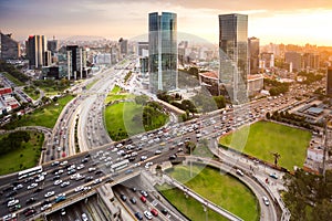 Modern view of financial town of San Isidro, in Lima, Peru photo