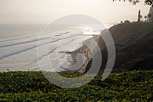 Lima, Peru. Cliff on the Pacific coast, near the Park of Love