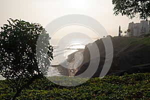 Lima, Peru. Cliff on the Pacific coast, near the Park of Love