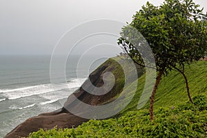 Lima, Peru. Cliff on the Pacific coast, near the Park of Love