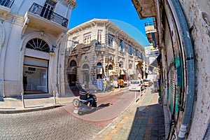 LIMASSOL, CYPRUS - MARCH 18, 2016: Picturesque street with lace