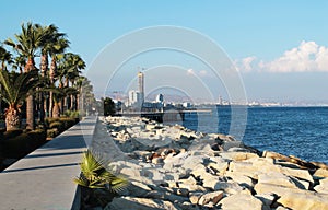 Limassol`s promenade. Seascape with long perspective