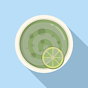 Lime aliment cream soup icon flat vector. Restaurant gourmet