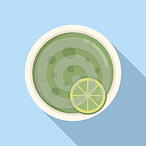 Lime aliment cream soup icon flat vector. Restaurant gourmet photo