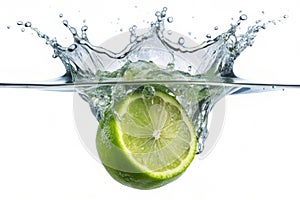 Lime falls deeply under water photo