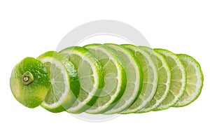 Lime. Fresh sliced fruit isolated on white background. Slice, piece, section
