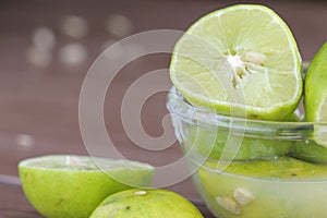 Lime with freshly squeezed lime juice