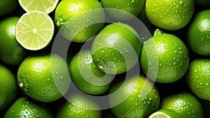 Lime fruit background. Lots of fresh green limes like at the farmer\'s market. Fruit background