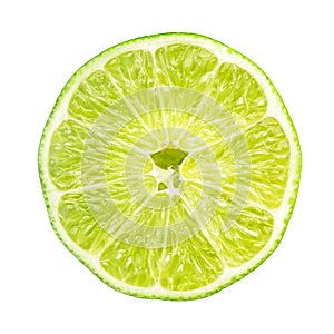 Lime fruit slice isolated white background