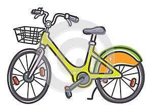 Lime green city rental bike, bicycle-sharing system vector illustration photo