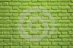 Lime Green Colored Old Brick Wall for Background, Banner or Wallpaper