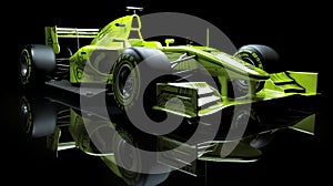 Lime Green F1 Racecar With Driver Inside - Massurrealism Art Style