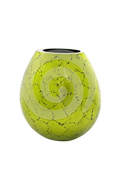 Lime Green shiny modern vase isolated on white background