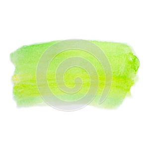 Lime green, yellow watercolor hand painted, colorful gradient stripes isolated on white background. Abstract of fluid ink, acrylic