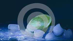 Lime and ice cubes