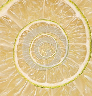 Lime, lemon infinity spiral abstract background.