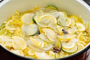 Lime and lemon jam preparation