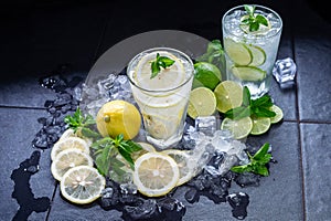 Lime and Lemon Juice with Soda and ice,