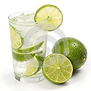 Lime and Lime Drink isolated on white background