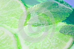 Lime and mint close-up Mojito cocktail