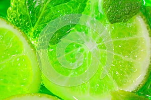 Lime and mint close-up Mojito cocktail