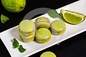 Lime and Mint Flavored Green Macarons