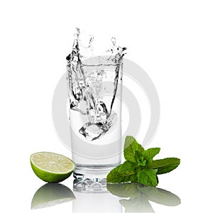 Lime, mint and glass of water