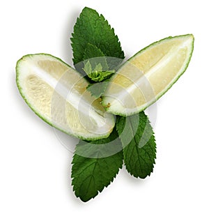 Lime and mint leaves