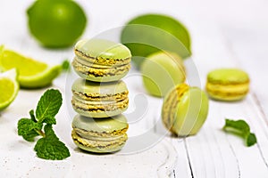 Lime and Mint Macarons