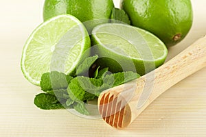 Lime, mint and muddler