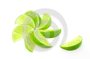 Lime segments fanned out