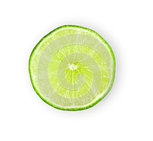 Lime slice isolated on white background. Top view