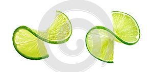 LIme slice twist isolated on white background