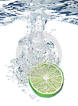 Lime slice in water