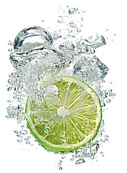 Lime slice in water