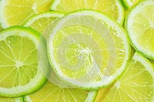 Lime sliced close-up. The concept of citrus fruits, vegetarianism, healthy fruits.