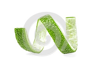 Lime twist isolated on white background. Healthy food. Vitamin C