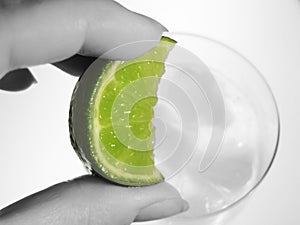 Lime wedge and cool drink