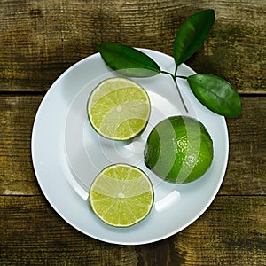Lime in the white plate