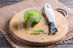 Lime zest on a cutting board