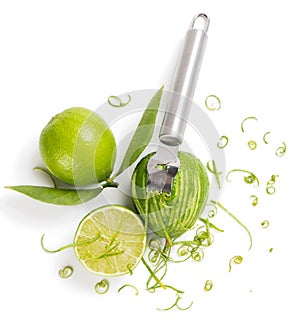 Lime zesting, view from above