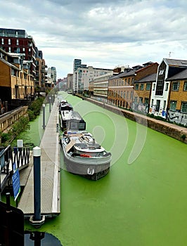 Limehouse Link looking very green with barges