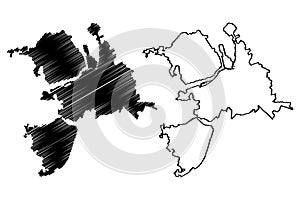 Limerick City Republic of Ireland, Munster map vector illustration, scribble sketch City of Limerick map