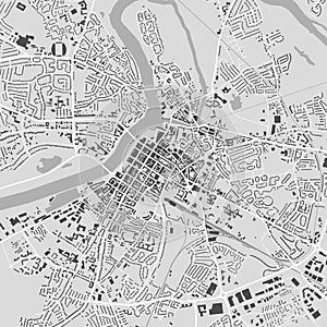 Limerick map, Ireland. Grayscale city map, vector streetmap