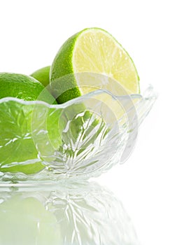 Limes in a Glass Dish