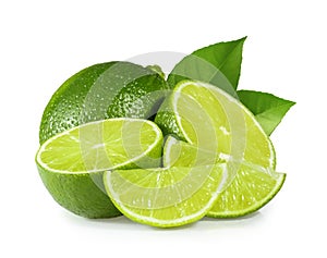 Limes isolated on white background